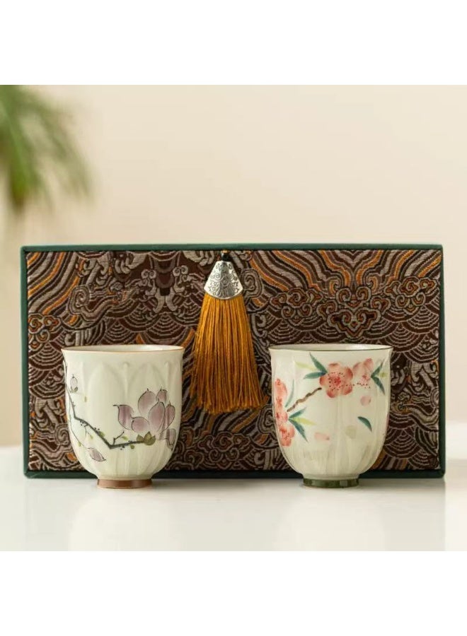 ROOMTONE Espresso Cups Coffee Cups Mugs Handmade 2 pcs Tea Cups 90ml With Multicolour Gift Box Cups for Turkish Tea Cappuccino Latte - Image 1