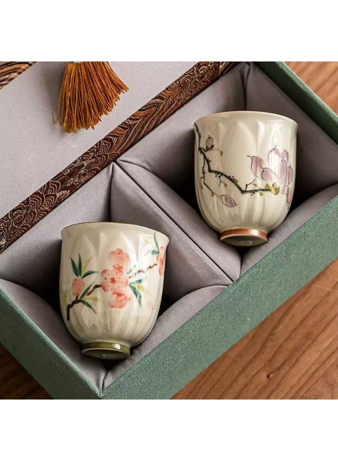 ROOMTONE Espresso Cups Coffee Cups Mugs Handmade 2 pcs Tea Cups 90ml With Multicolour Gift Box Cups for Turkish Tea Cappuccino Latte - Image 3
