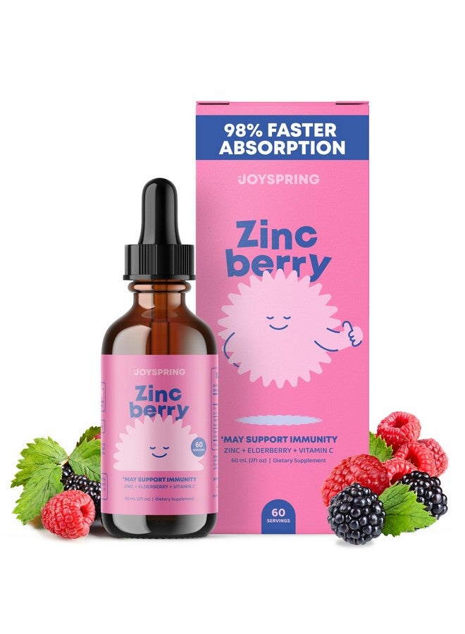 JoySpring ZincBerry - Kids Zinc & Vitamin Supplement (2 fl oz) Immune Support Drops - Liquid Zinc for Kids 2-16+ Years - Zinc Kids, Toddlers & Children Will Love Its Elderberry Extract Flavor - Image 1