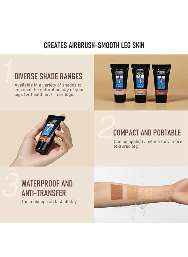 lakerain Leg Makeup 30ml - Waterproof No Transfer, Leg Vein Cover up Makeup for Varicose Veins Waterproof Black Skin, Leg and Body Scar Cover up Makeup for Tattoo Cover Up (#01) - Image 3
