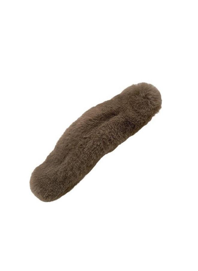 NIBEMINENT Plush Banana Hair Clip French Duckbill Womens Accessory Dark coffee 