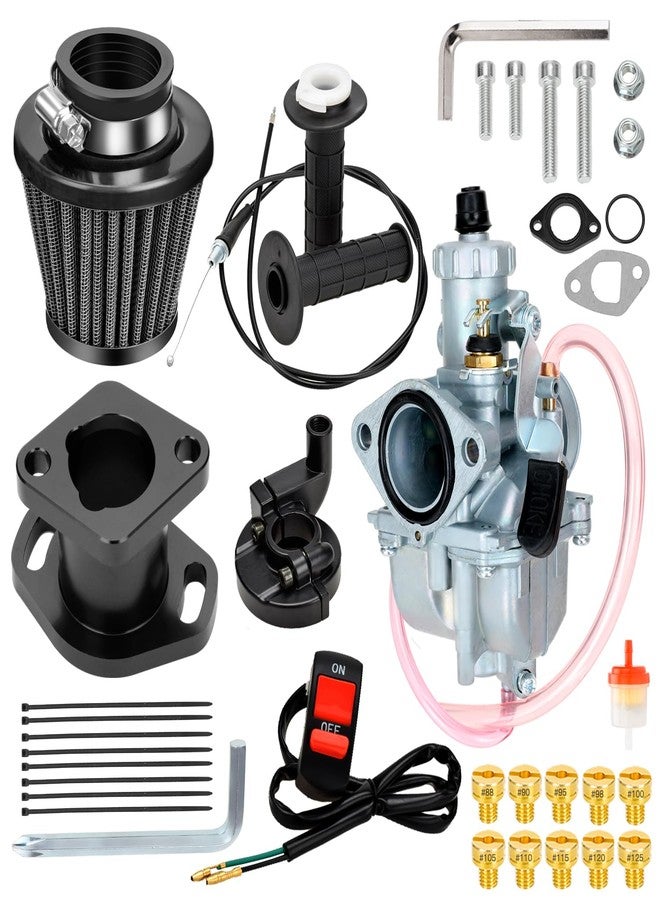 FVRITO VM22 26mm Carburetor Kit for Predator 212cc 224cc 196cc Non Hemi Coleman CT200U BT200X Mini Bike KT196 Go Kart 6.5HP GX160 Clone Engine Baja MB200 with Throttle Assembly Main Jets Black - Image 1