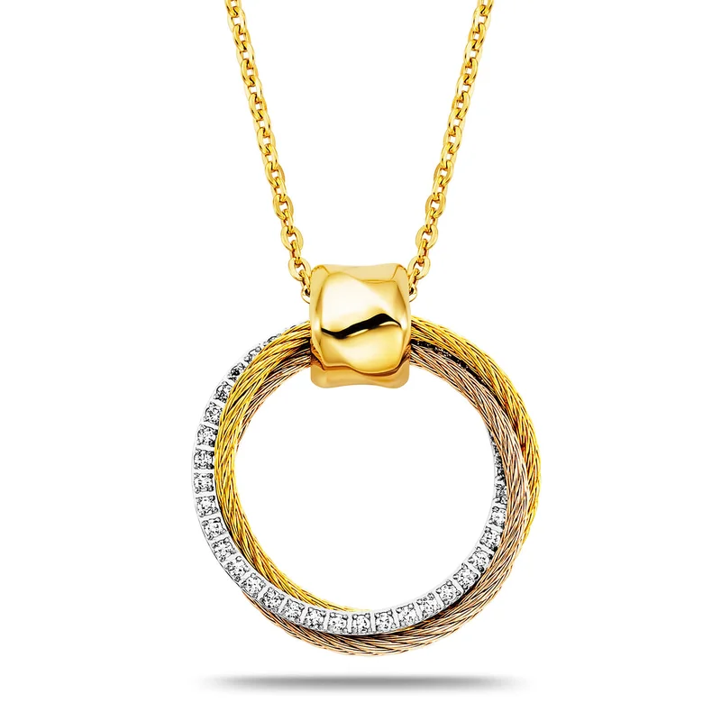شاريول Ne Yg Pvd Triquetra Zircon & Steel & Rg & Yg Pvd Cable  Q324