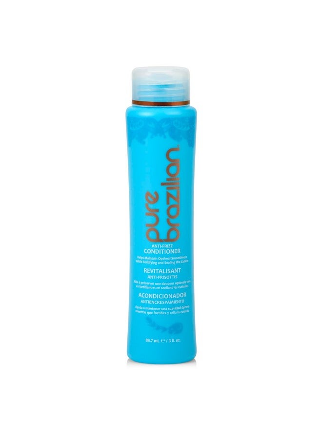Pure Brazilian Anti-Frizz Daily Conditioner With Keratin And Acai, Smoothing And Strengthening Complex For Shinier Hair Without Frizz, 3 Oz  - Image 1