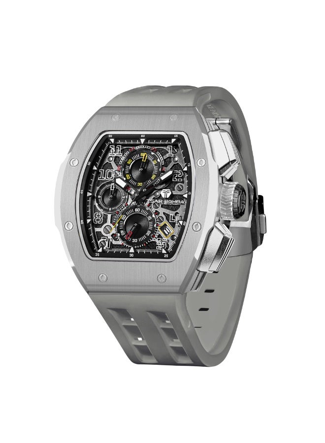 TSAR BOMBA Men's FKM Rubber Analog Watch TB8214(1+1)C-Grey - 44.5*50.4 mm - Image 1