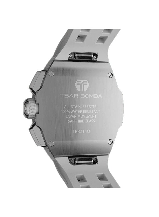 TSAR BOMBA Men's FKM Rubber Analog Watch TB8214(1+1)C-Grey - 44.5*50.4 mm - Image 3
