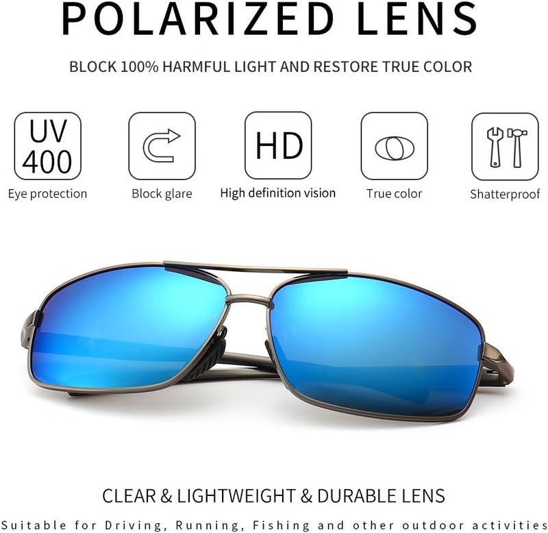 نظارات شمسية مستطيلة فائقة الخفة من SUNGAIT مع عدسات مستقطبة وحماية UV400 - Image 3