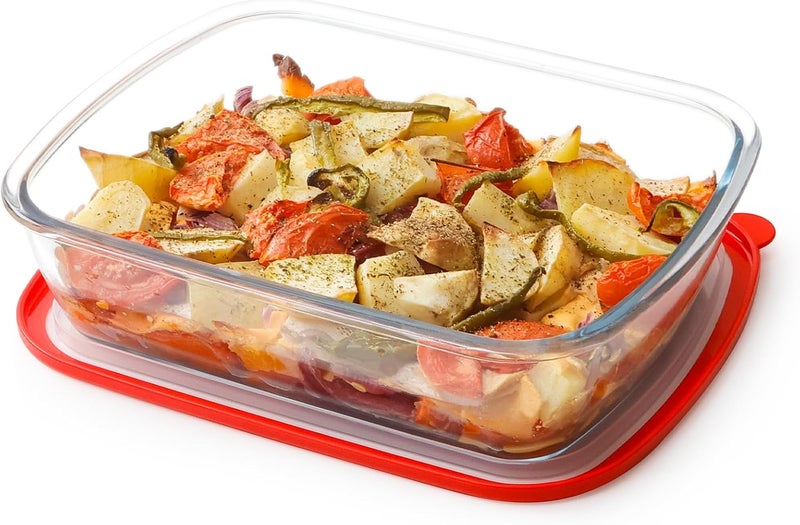 NUTRIUPS 9x11-Inch, 3 QT Rectangle Glass Baking Dish with Lid, Deep Glass Pan for Cooking, Oven Dishwasher and Microwave Safe - Image 1