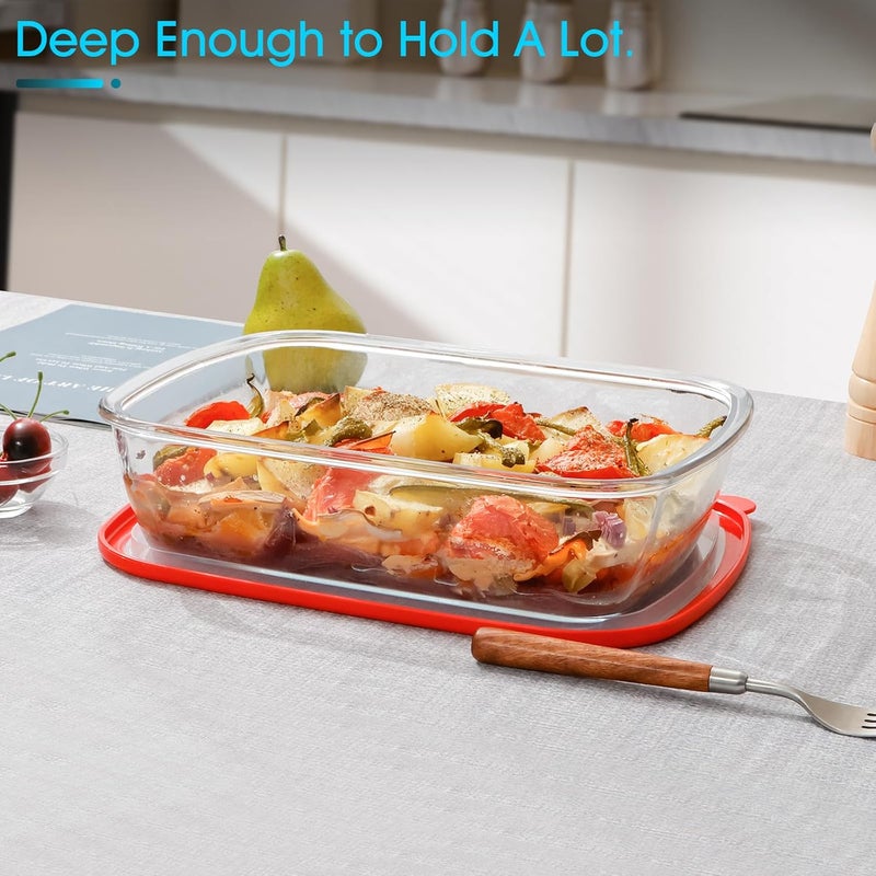 NUTRIUPS 9x11-Inch, 3 QT Rectangle Glass Baking Dish with Lid, Deep Glass Pan for Cooking, Oven Dishwasher and Microwave Safe - Image 5