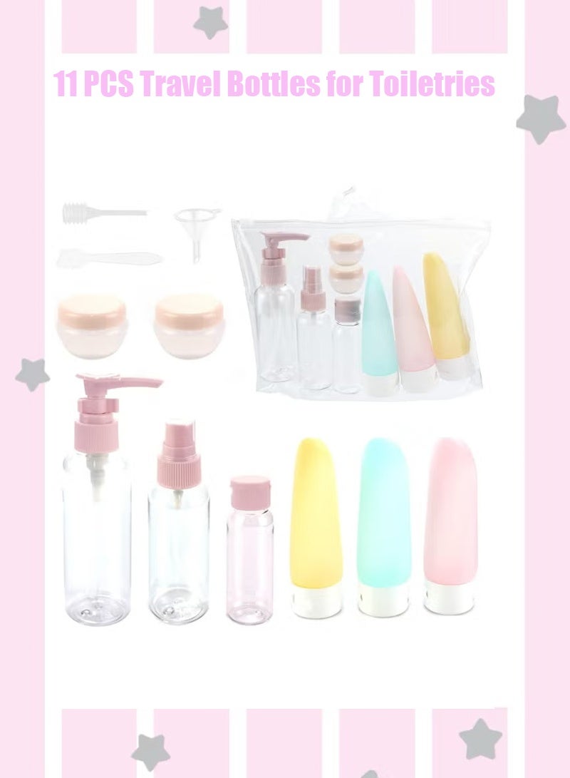 11 Pcs Travel Bottles for Toiletries, Plastic Travel Size Refillable Containers for Liquid Shampoo Lotion Cream Dispenser Accessories Kit Leak Proof - Image 1