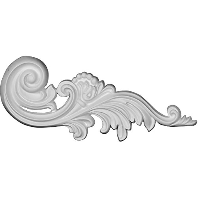 ONL12X05X01ME-R 11 W X 4 H X 7/8" P MEDWAY SCROLL ONLAY, RIGHT, FACTORY PRIMED WHITE - Image 1