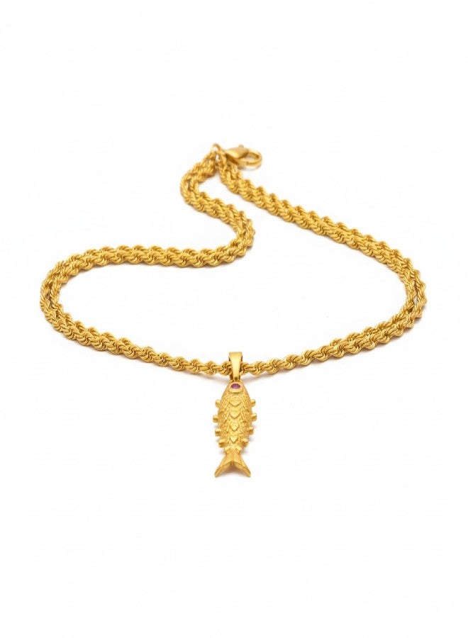 CHARMS Elegant Fish Locket Pendant – Lightweight Gold Finish Necklace for Everyday Wear - Image 1