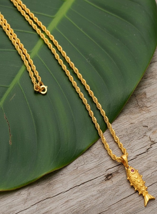 CHARMS Elegant Fish Locket Pendant – Lightweight Gold Finish Necklace for Everyday Wear - Image 3