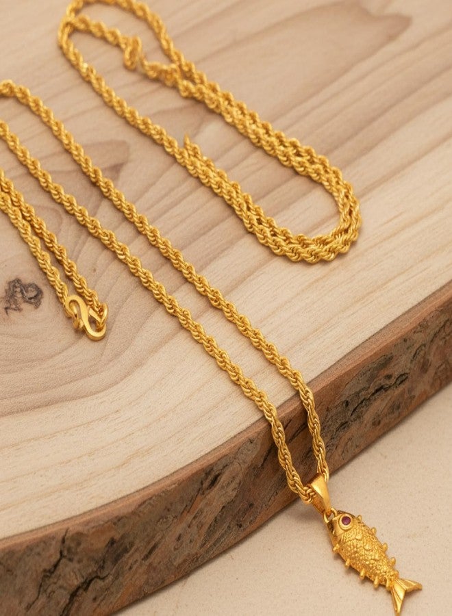 CHARMS Elegant Fish Locket Pendant – Lightweight Gold Finish Necklace for Everyday Wear - Image 5