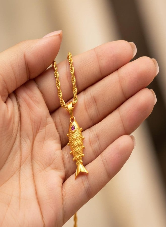 CHARMS Elegant Fish Locket Pendant – Lightweight Gold Finish Necklace for Everyday Wear - Image 4
