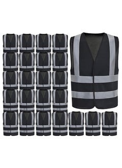 VINSTAR (Pack of 24Black Reflective Safety Vest - High Visibility Breathable Day Night Warning Safety Jacket, Traffic Construction Safety Clothing, Vests for Men and Women  - Image 1
