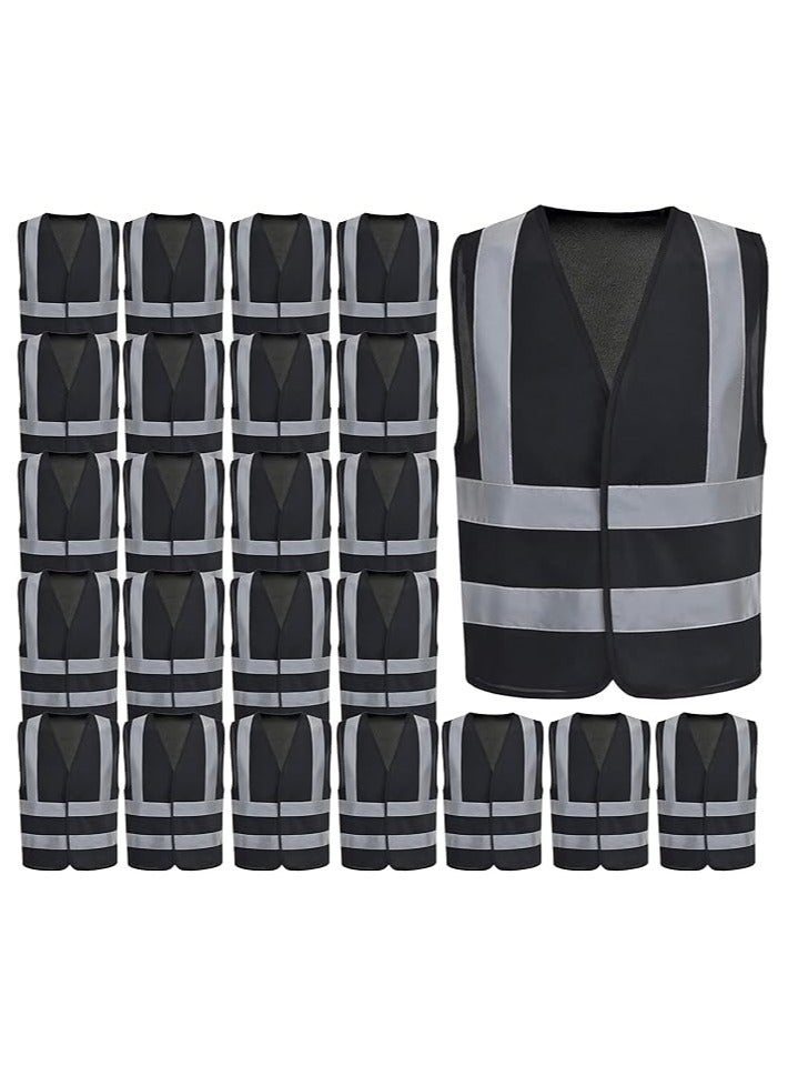 VINSTAR (Pack of 24Black Reflective Safety Vest - High Visibility Breathable Day Night Warning Safety Jacket, Traffic Construction Safety Clothing, Vests for Men and Women - Image 1