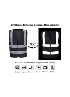 VINSTAR (Pack of 24Black Reflective Safety Vest - High Visibility Breathable Day Night Warning Safety Jacket, Traffic Construction Safety Clothing, Vests for Men and Women  - Image 5