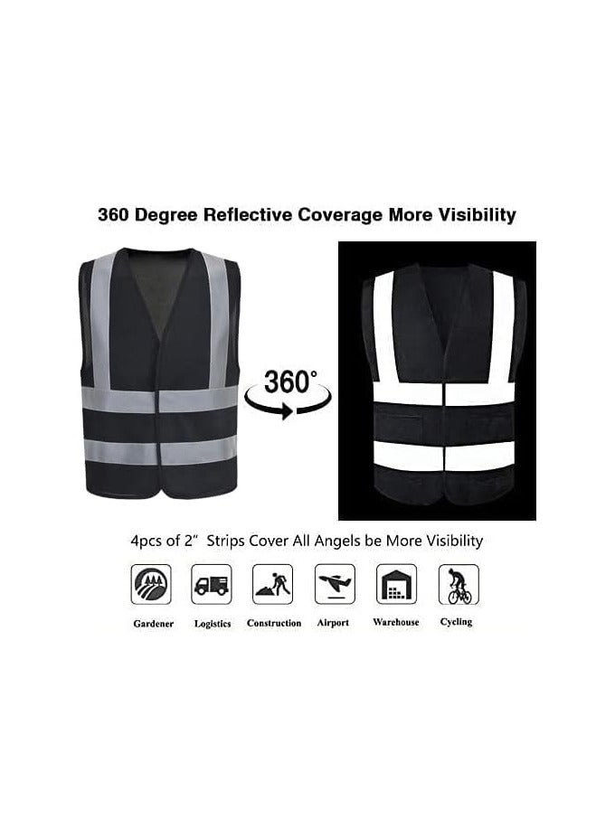VINSTAR (Pack of 24Black Reflective Safety Vest - High Visibility Breathable Day Night Warning Safety Jacket, Traffic Construction Safety Clothing, Vests for Men and Women - Image 5