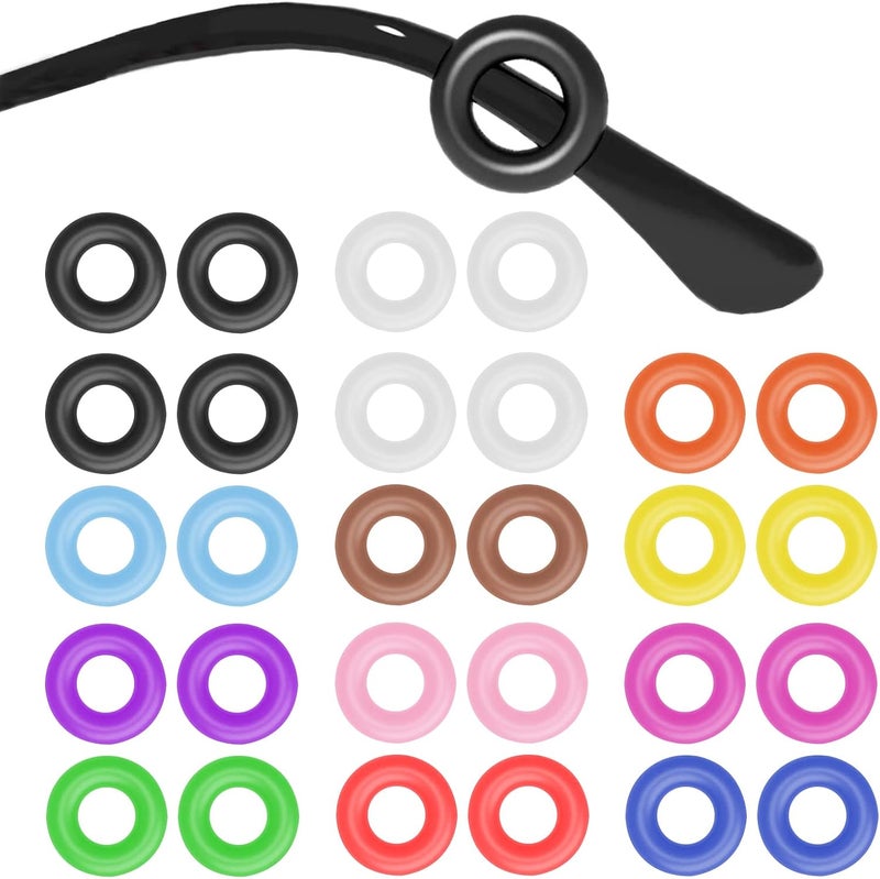 SMARTTOP Silicone Eyeglass Sleeve Retainer Comfort Anti-Slip Temple Tips Ear Pad for Sunglasses Reading Glasses Round 14 pair (Multicolored) - Image 1