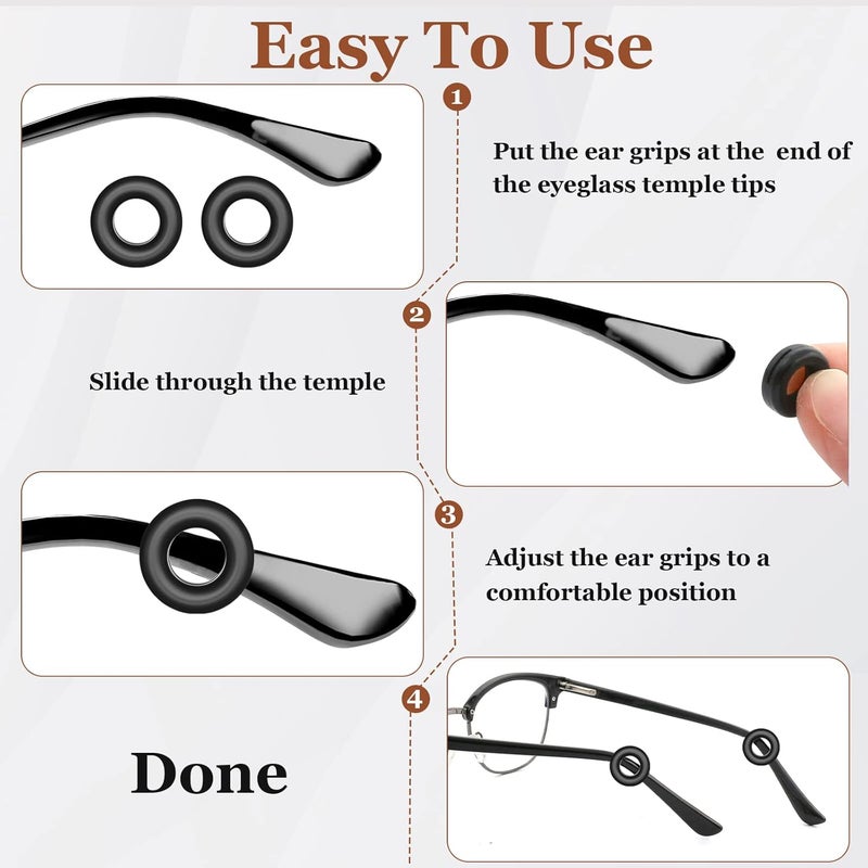 SMARTTOP Silicone Eyeglass Sleeve Retainer Comfort Anti-Slip Temple Tips Ear Pad for Sunglasses Reading Glasses Round 14 pair (Multicolored) - Image 5