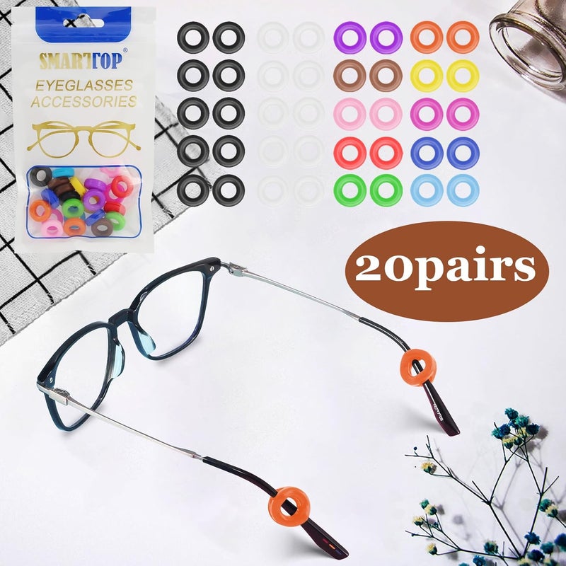 SMARTTOP Silicone Eyeglass Sleeve Retainer Comfort Anti-Slip Temple Tips Ear Pad for Sunglasses Reading Glasses Round 14 pair (Multicolored) - Image 2