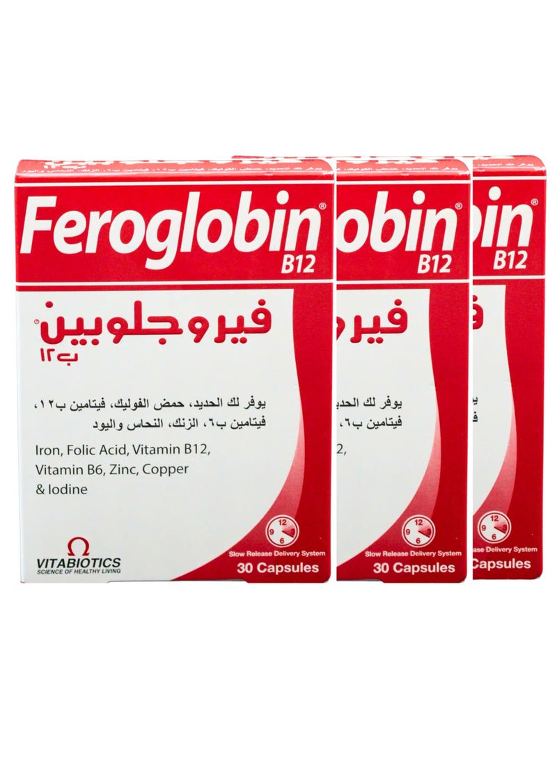 Feroglobin Pack Of 3 B12 30 Capsules  - Image 1