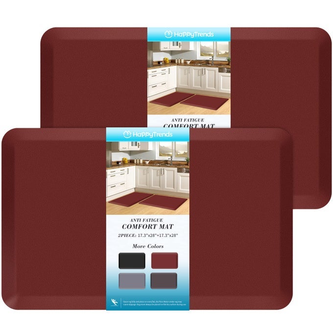 2 PCS KITCHEN MAT CUSHIONED ANTIFATIGUE FLOOR MAT HEAVY DUTY ERGONOMIC COMFORT FOAM STANDING MAT WATERPROOF NONSLIP KITCHEN RUGS FOR HOME OFFICE LAUNDRYRED