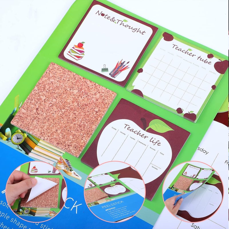 Spiareal Spiareal 19 Pcs Christmas Teacher Appreciation Gift Bulk for Women Including Cosmetic Bag Tote Bags Writing Pads Apple Shaped Pens Sticky Notes Keychain Pushpin Markers Pen from Students - Image 3