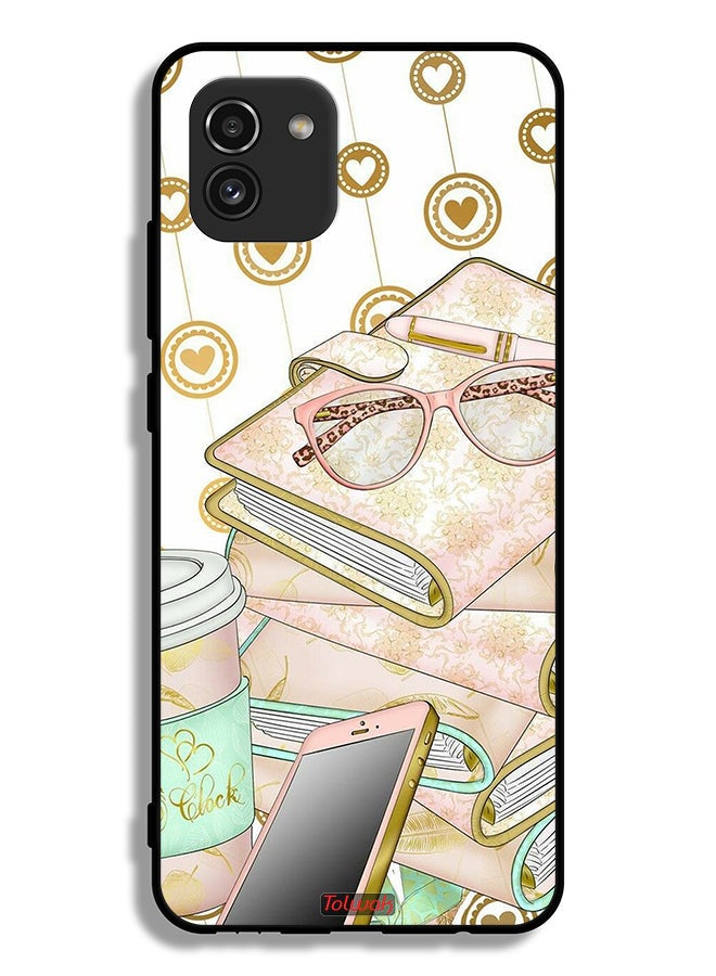 Tolwak Samsung Galaxy A03 Protective Case Cover Glasses On Books - Image 1