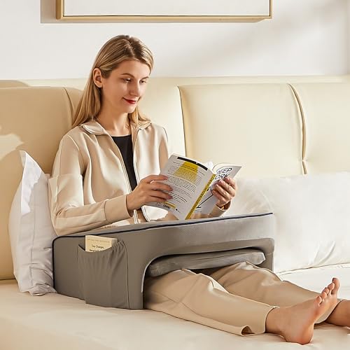 cooloo8 Lap Desk Pillow for Bed, Soft Arm Rest Pillow, Reading Lap Pillow, Memory Foam Reading Pillow, Laptop Lap Desk for arms for Reading, Working in Bed Couch(Grey) - Image 1