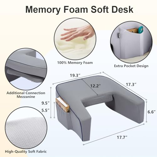 cooloo8 Lap Desk Pillow for Bed, Soft Arm Rest Pillow, Reading Lap Pillow, Memory Foam Reading Pillow, Laptop Lap Desk for arms for Reading, Working in Bed Couch(Grey) - Image 5