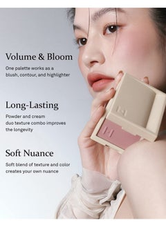 HINCE hince True Dimension Layering Cheek - Cream & Pressed Powder 2 Different Shades & Textures - Silky Seamless Long Lasting Blush Makeup - Muted Beige & Elegant Rose Beige (1, ALLURE IN THE AIR, L001)  - Image 2