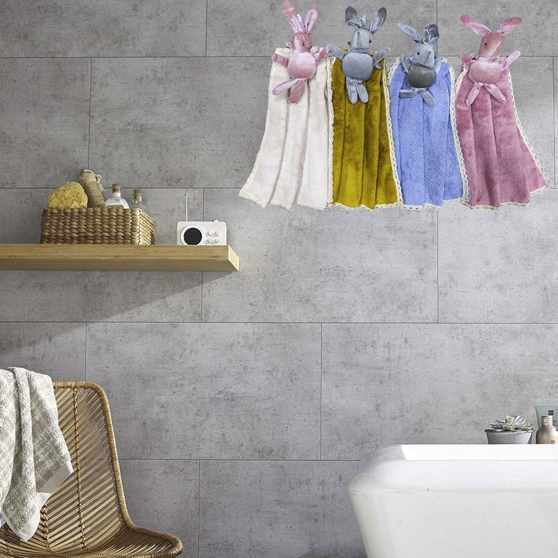 VRT Hand Towels, Cute Cartoon (Rabbit) Kitchen Hanging, with Loops, Bathroom, Quick Dry Hand Bath Towel, Soft Absorbent Microfiber Multicolor (Pack of 3) - Image 3