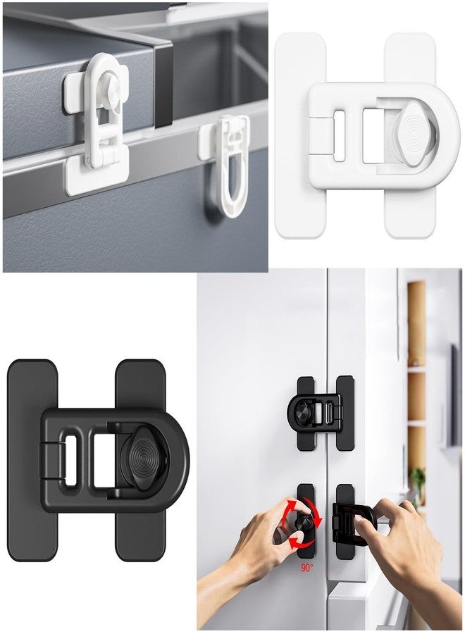 RecDec 2 Pack Baby Locks for Fridge Proofing Cats Dogs Child Safety Lock with Rotating Switch Adhesive Proof Latch for Cabinet Drawers Oven Door Refrigerator Children Kids Toddler Safe Protection - Image 5