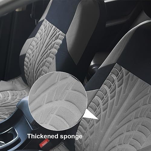 BESULEN Front Car Seat Covers, 2 Pcs Polyester Bucket Seat Protectors, Soft and Breathable, Premium Sporty Automotive Seat Cushions, Auto Interior Accessories for Most Cars, SUV (Gray) - Image 4