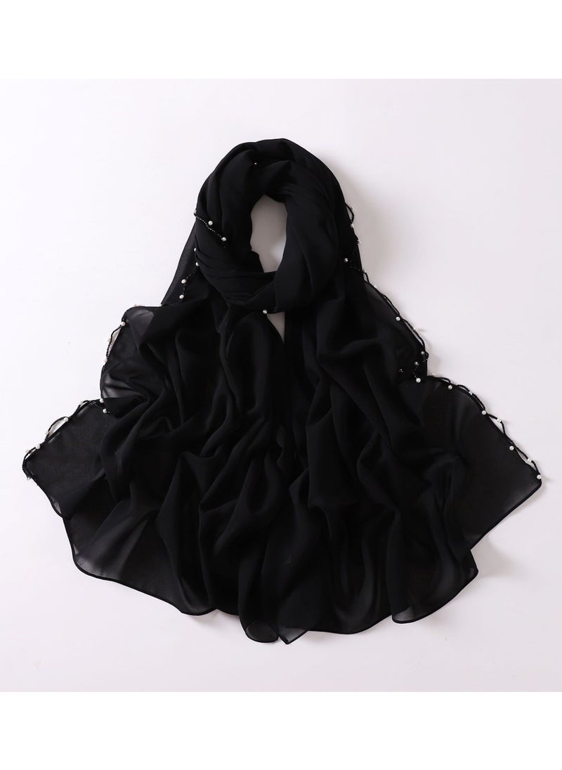 KUYING - Pearl Chiffon Unique Craft Muslim Scarf - Image 1