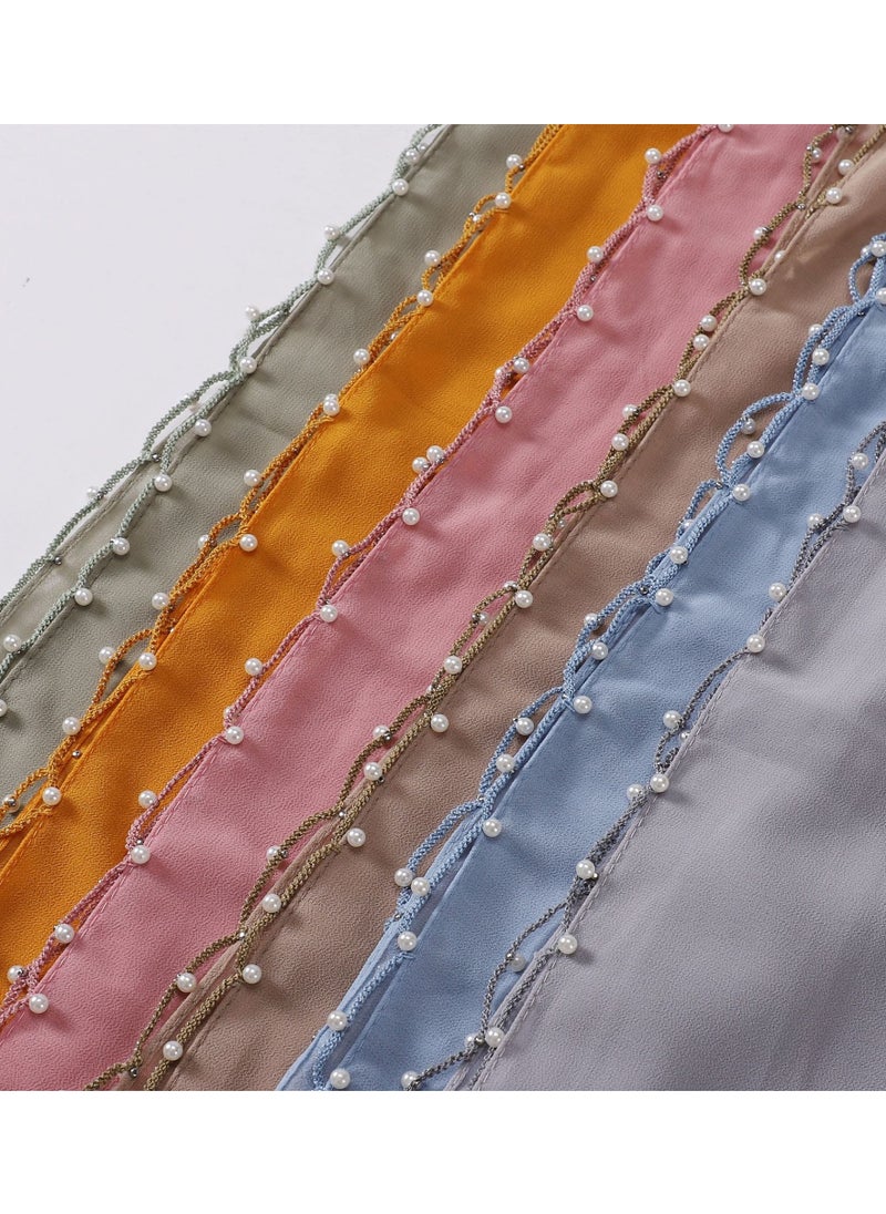 KUYING - Pearl Chiffon Unique Craft Muslim Scarf - Image 1