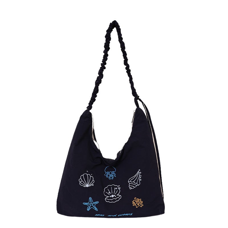 Korean Style Casual Canvas Crossbody Bag with Embroidery - Image 5
