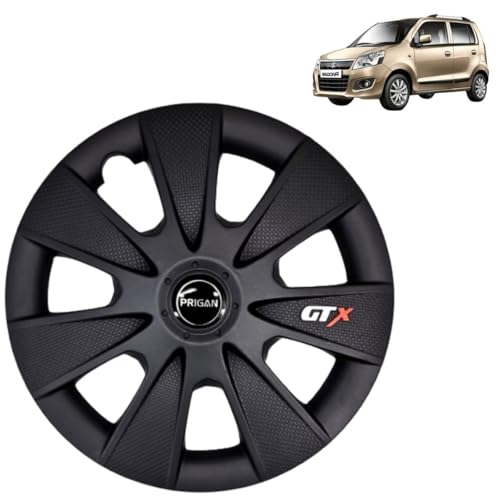 PRIGAN Wheel Cover for Maruti Wagon R LXI 13 Inch Matte Black Wheel Cap (Available in 12,13,14,15 Inch) (Set of 4 Pcs) (Press Fitting) Model- GTX Matte BLACK-13 - Image 1