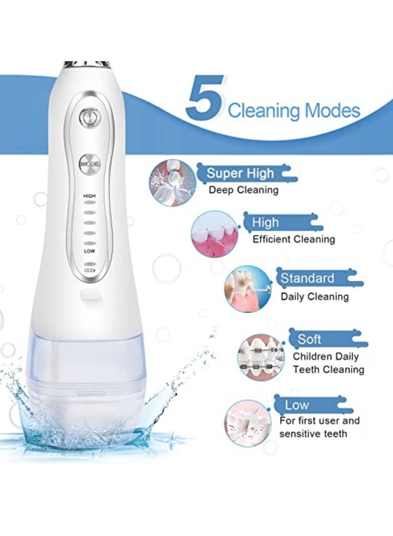 Water Flosser Cordless for Teeth, Portable 300ml Dental Floss with 5 Cleaning Modes and 6 Jet Nozzles, Waterproof Oral Irrigator With Travel Bag - Image 5
