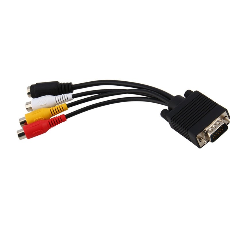 VGA To S Video Converter: 15 Pin Male To 4 Pin Female S-Video & RCA Jack - Dual Output For Laptops Desktops With TV-Out Enabled VGA Cards - Image 2