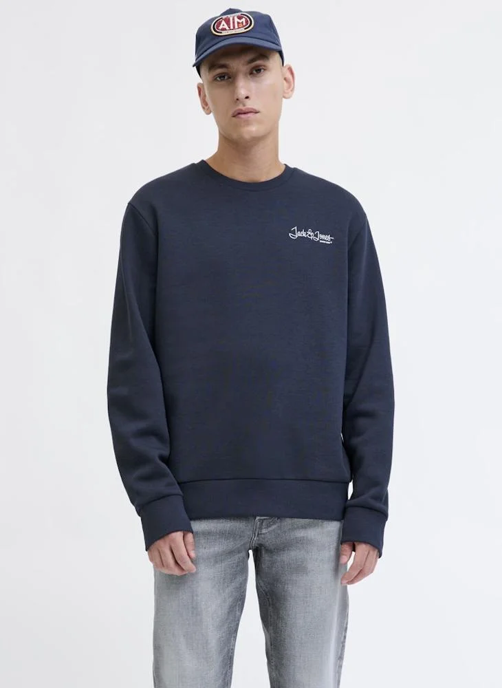 JACK & JONES Logo Regular Fit Crew Neck Sweatshirt