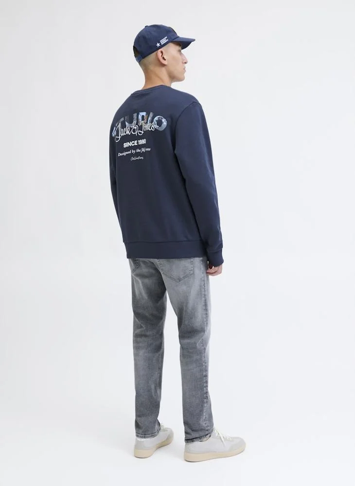 JACK & JONES Logo Regular Fit Crew Neck Sweatshirt