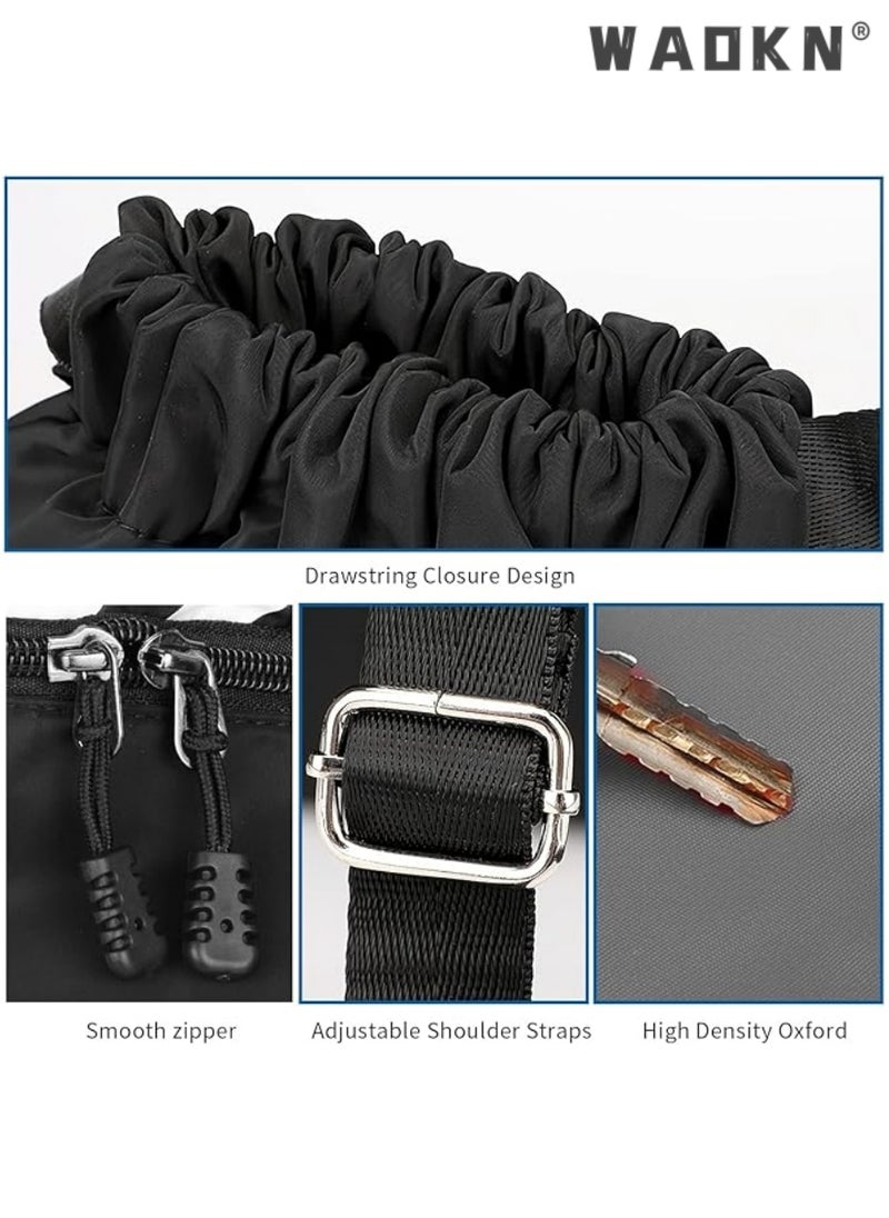 WAOKN Waterproof Basketball Football Bundle Pocket Pull Rope Backpack Light Folding Travel Sports Easy Backpack Fitness Outdoors, Drawstring Backpack Resistant String Bag Swimming Gym Sports for Women Men  - Image 3