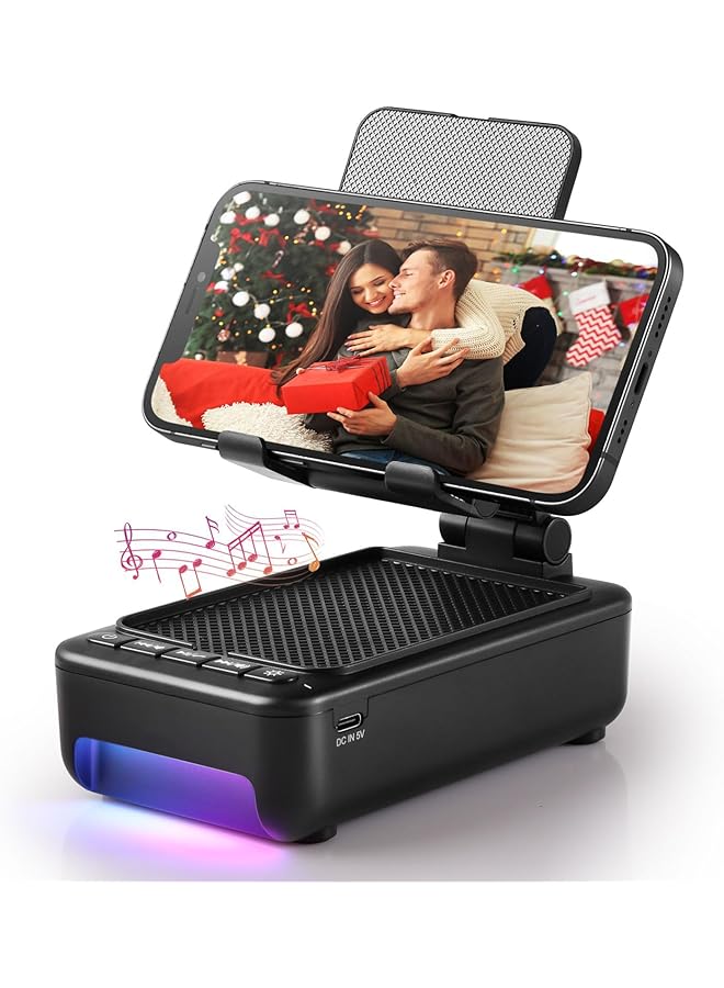 erorex Cell Phone Stand With Wireless Bluetooth Speaker And Led Color Changing Light Wireless Bluetooth Speaker Tablet Holder Kitchen Gadgets Desk Mic Charging Stand Compatible For Phones And Tablet  - Image 1