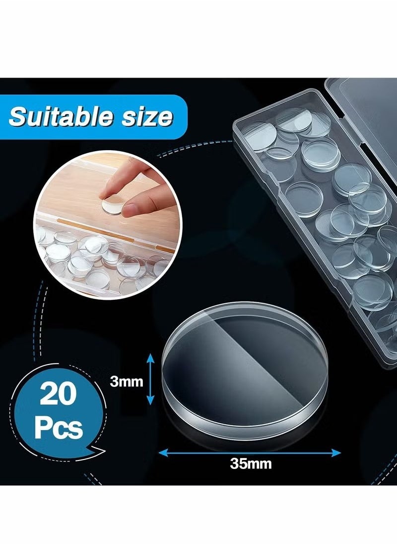 Generic Clear Glass Table Top Bumper Non-Adhesive Pads, Glass Table Top Spacer Transparent Round Silicone Door Handle Bumper for Doorknobs/Desk/Cabinets/Drawers/Furniture(20 Pcs, 25 x 3 mm)  - Image 3