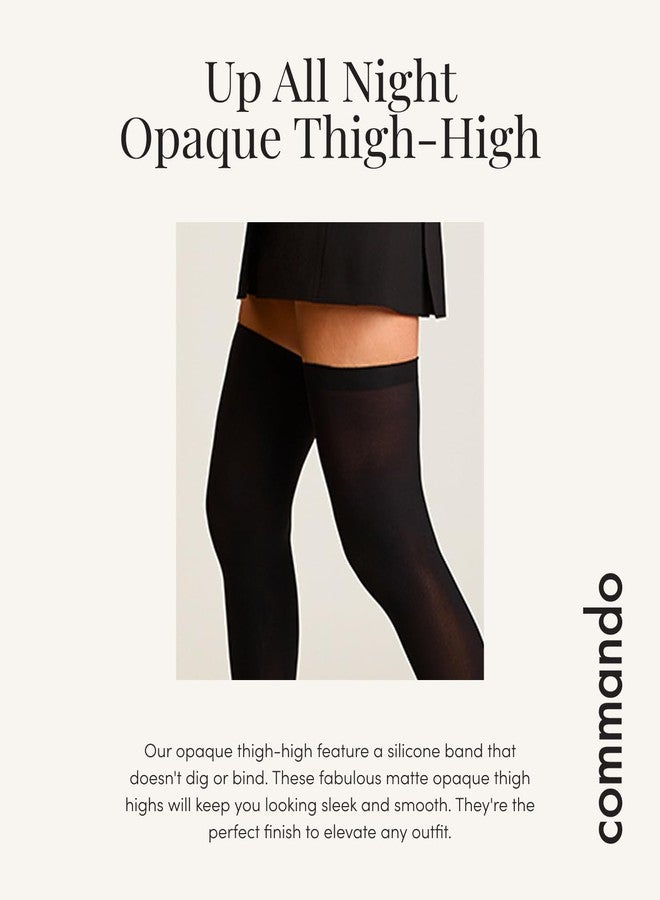 commando Up All Night Opaque Thigh Highs | Matte Microfiber Hold-Up Stockings with Dig-Free Silicone Band | Seamless Design | Black, Small-Medium - Image 4