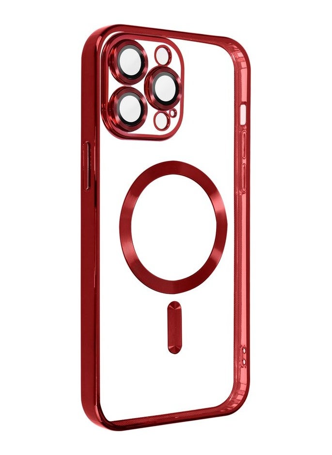 Fashion Case - MagSafe Case Suitable for Apple iPhone 15 Pro Max Silicone Protection Camera Chrome Red - Image 1