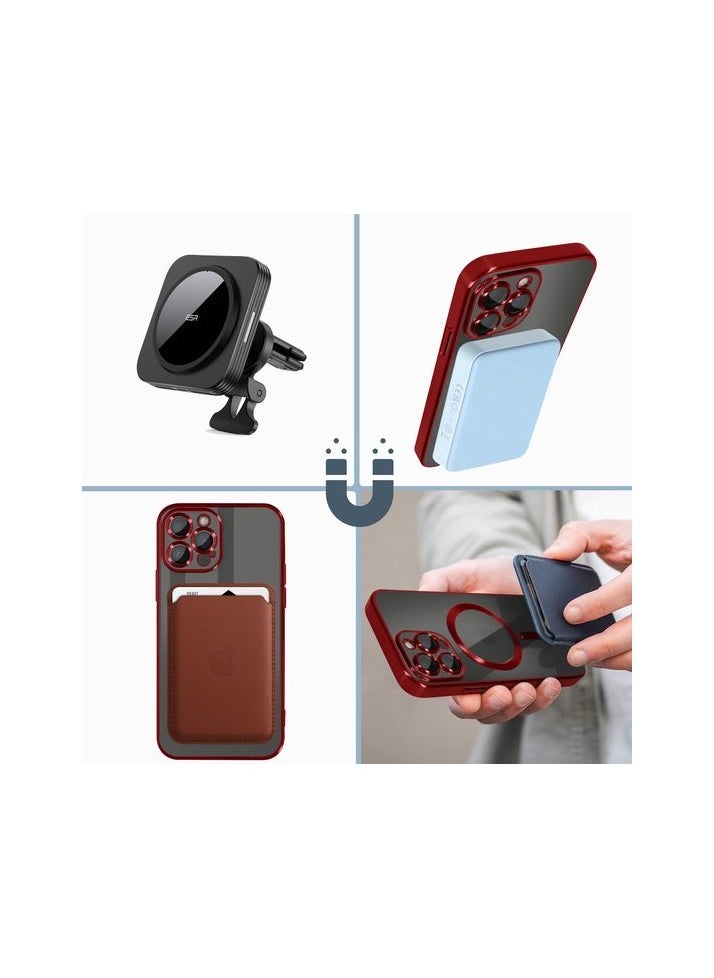 Fashion Case - MagSafe Case Suitable for Apple iPhone 15 Pro Max Silicone Protection Camera Chrome Red - Image 1